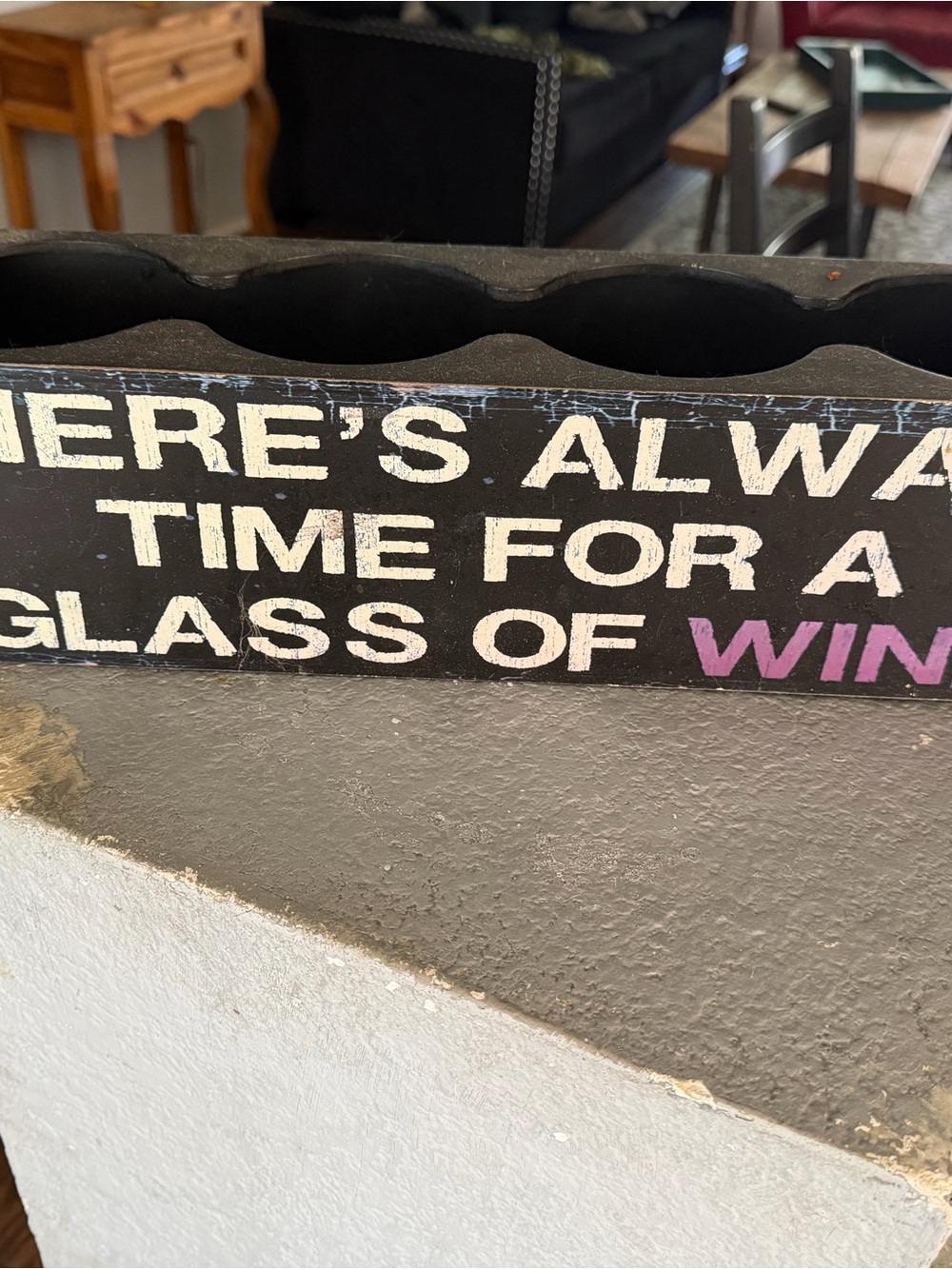 Wooden Wine Bottle Holder with Quote